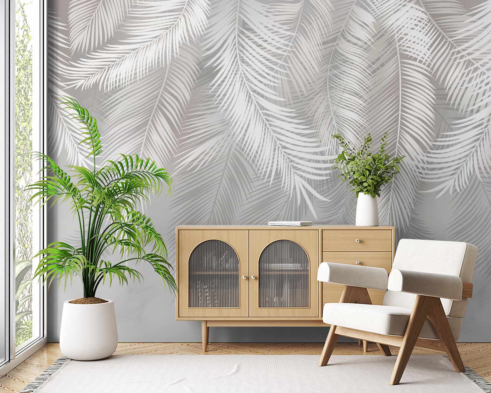 Фотошпалери листя, біле і яскраве, нагадує пір'я