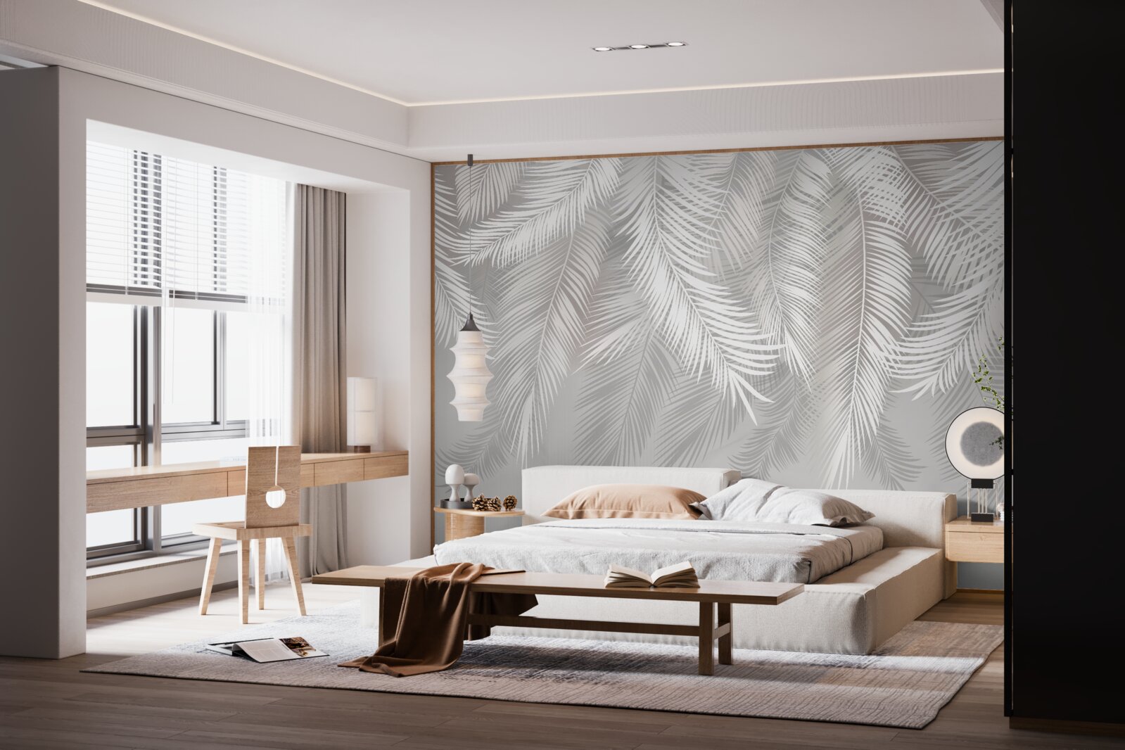 Фотошпалери листя, біле і яскраве, нагадує пір'я