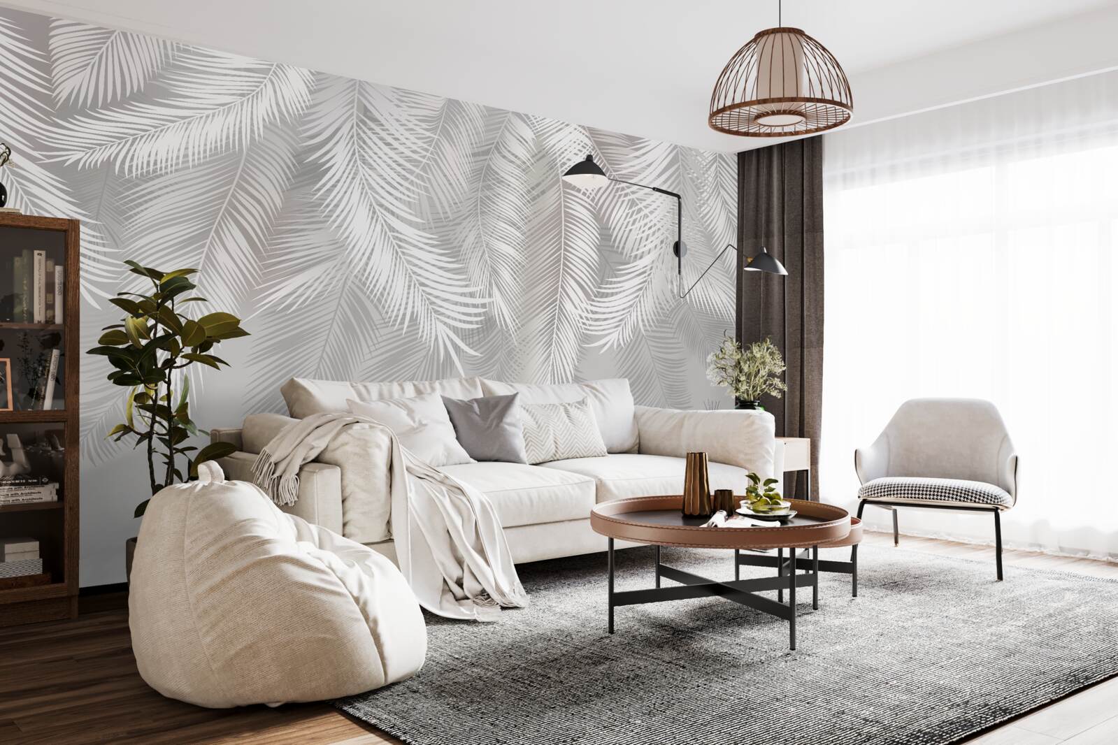 Фотошпалери листя, біле і яскраве, нагадує пір'я