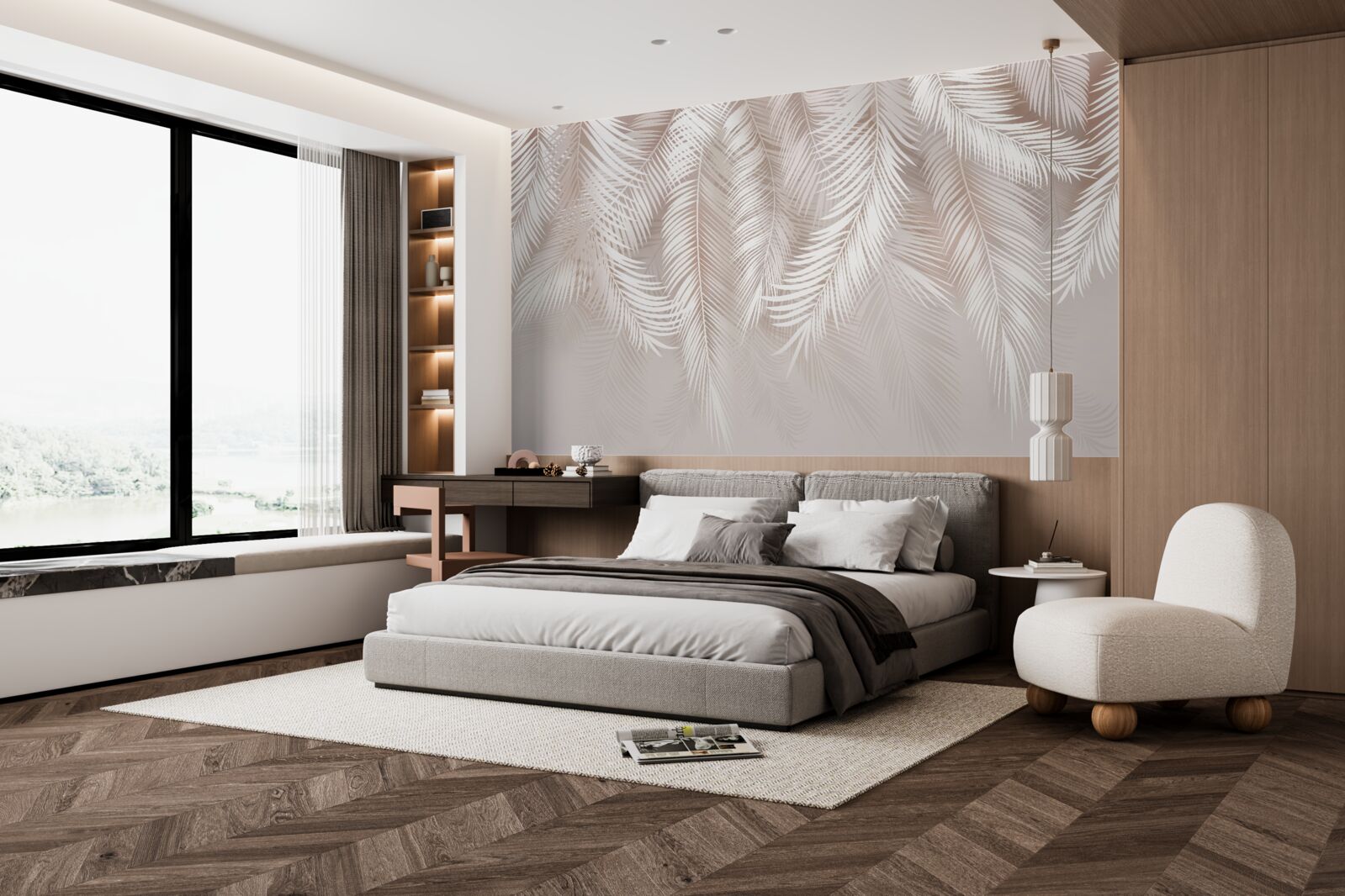 Фотошпалери ніжно-рожеве пір'я