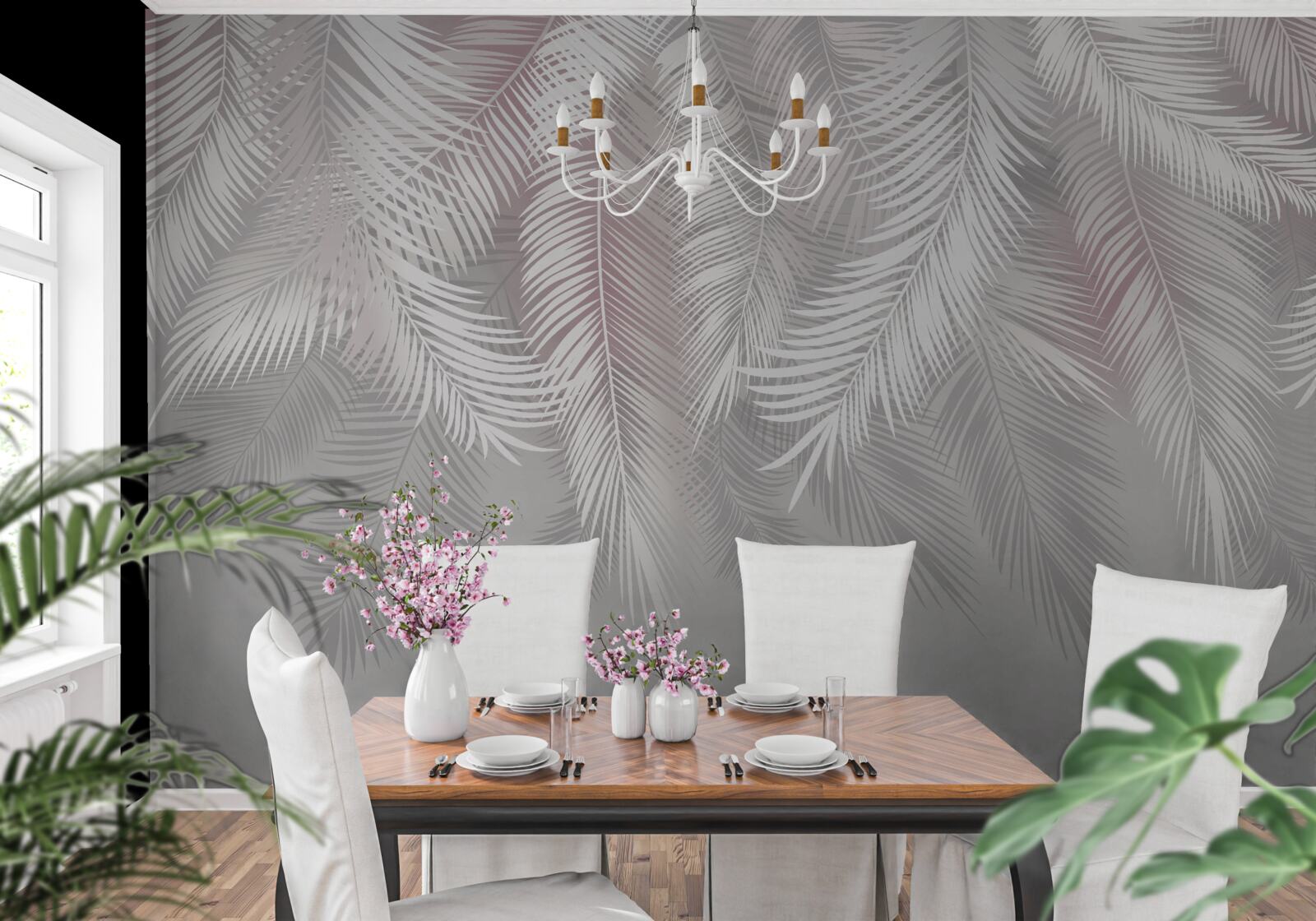 Фотошпалери яскраве листя на затемненому фоні