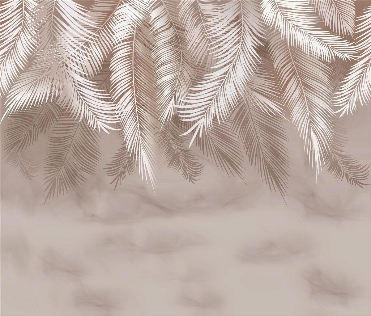 Фотошпалери звисаюче пальмове листя посипали білою фарбою
