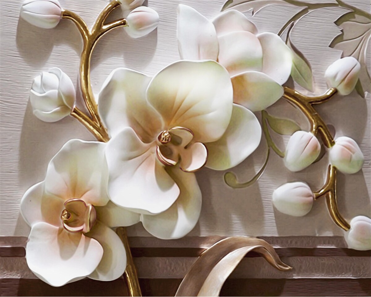 Фотошпалери розкішні гілки білосніжної орхідеї