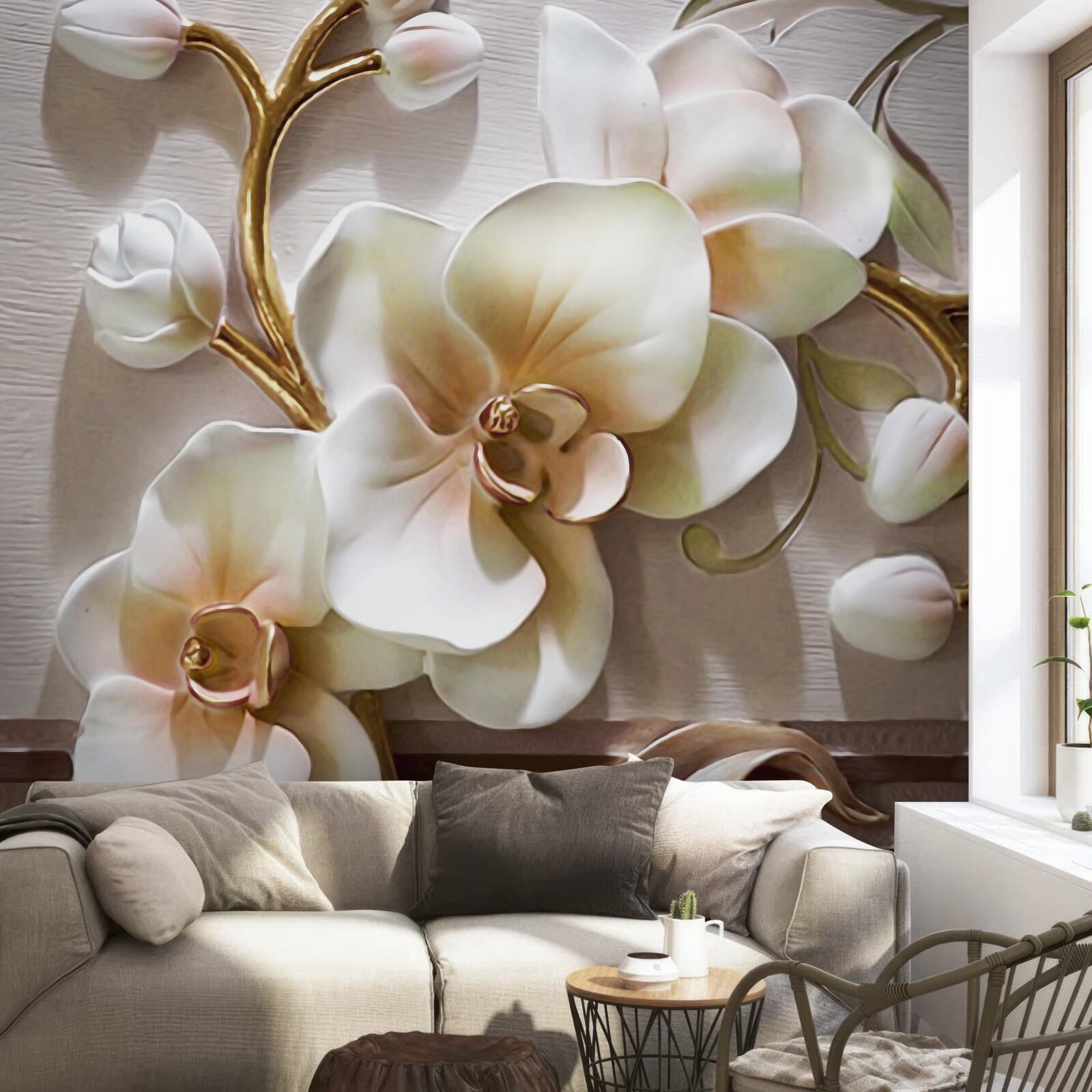 Фотошпалери розкішні гілки білосніжної орхідеї