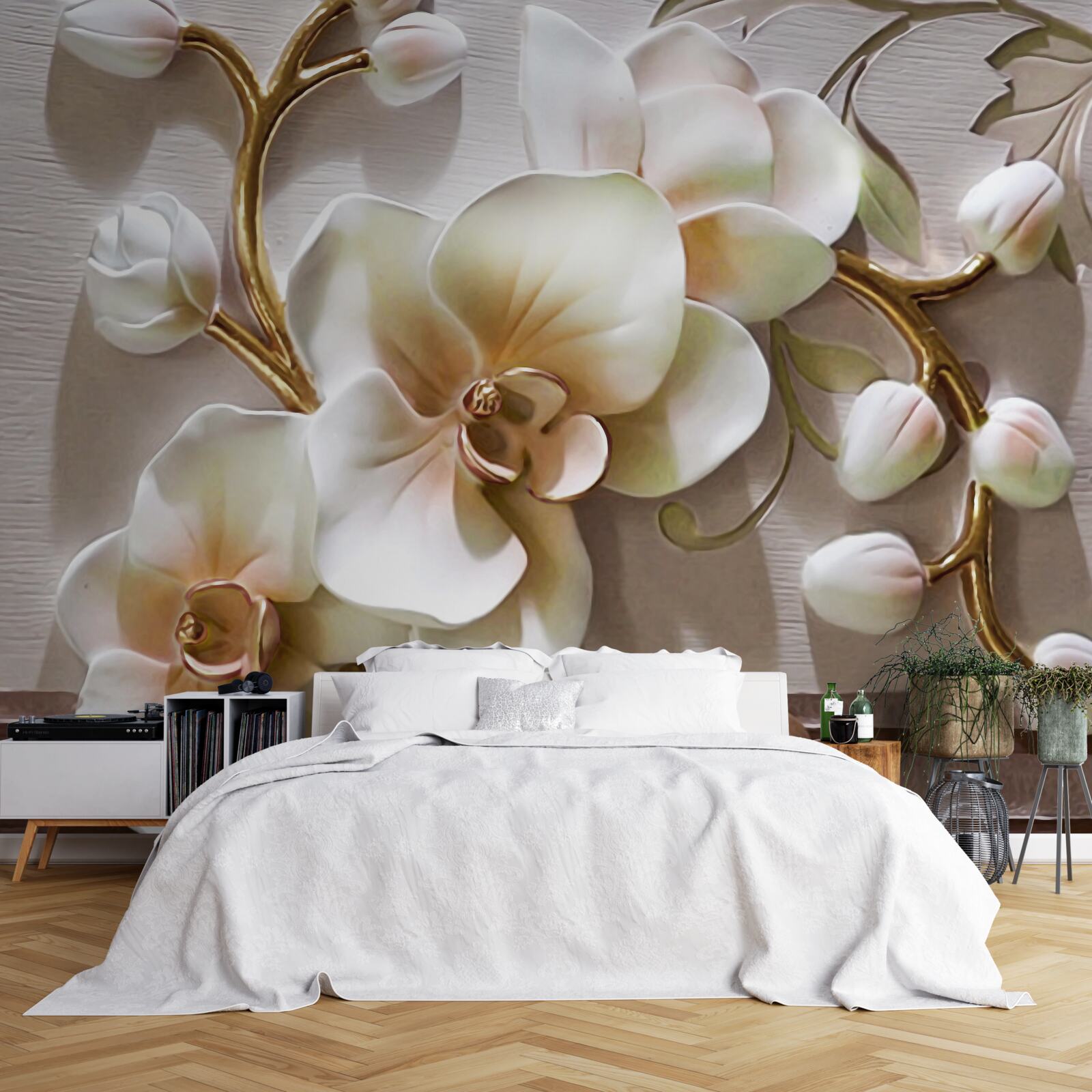 Фотошпалери розкішні гілки білосніжної орхідеї