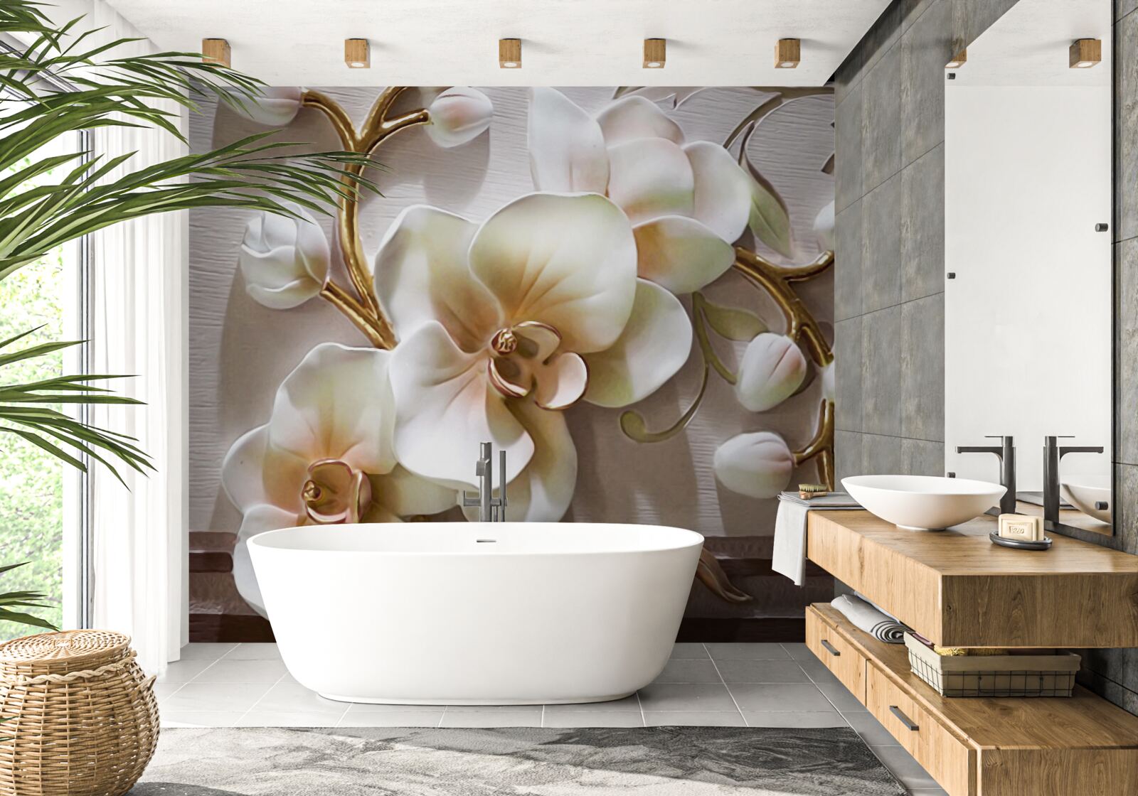 Фотошпалери розкішні гілки білосніжної орхідеї