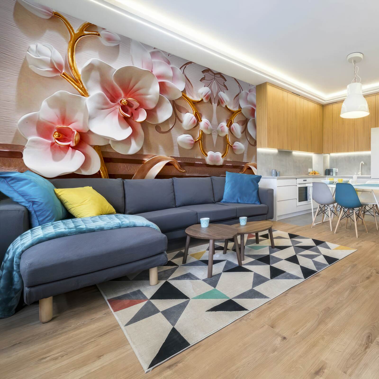 Фотошпалери орхідеї з червоною серцевиною на білому тлі квітів