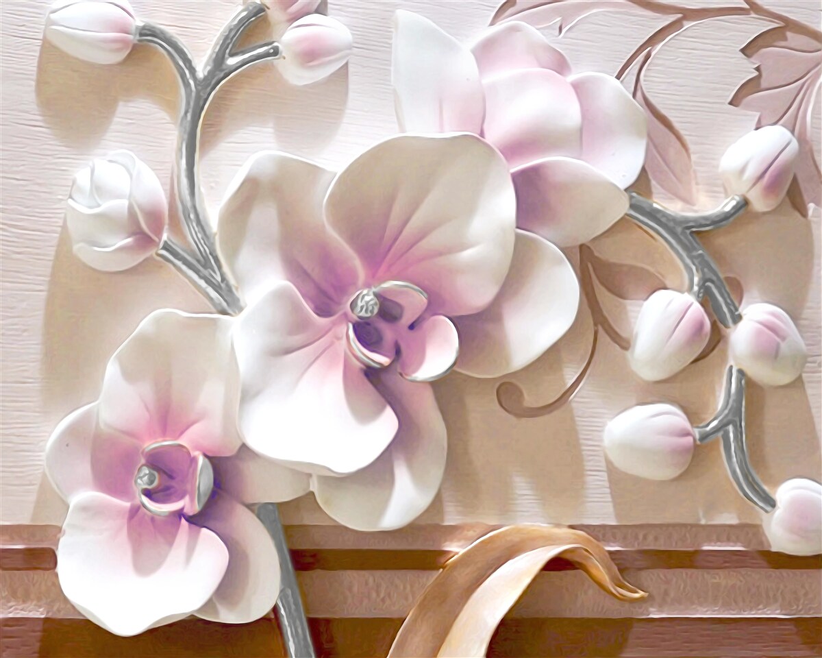 Фотошпалери орхідея в білих пишних бутонах