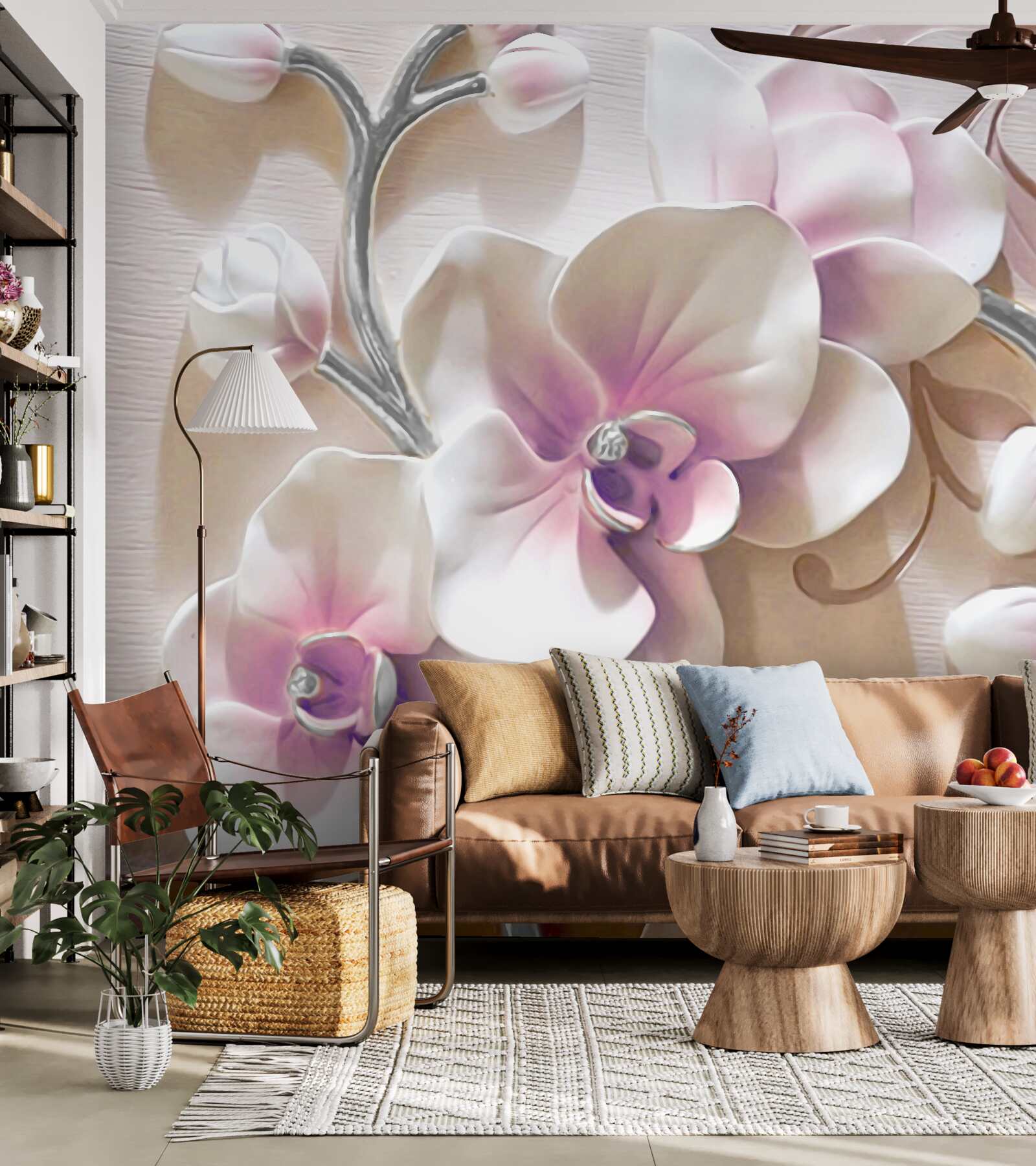 Фотошпалери орхідея в білих пишних бутонах