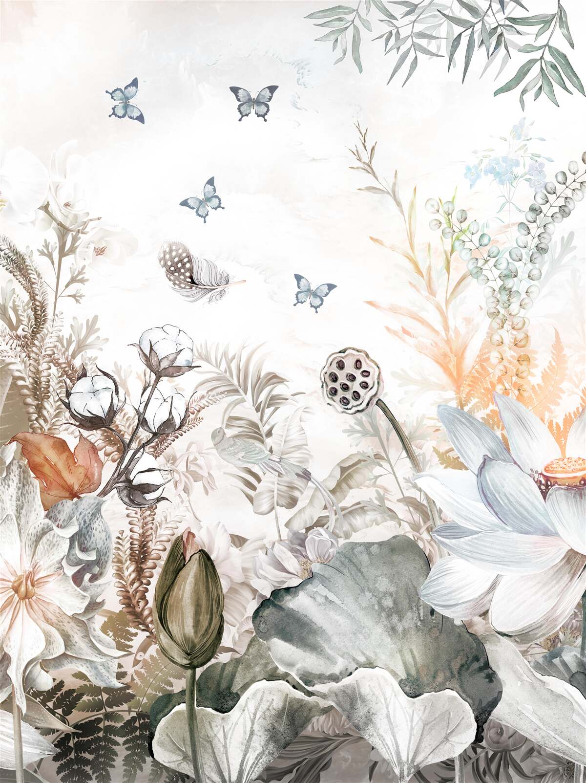 Фотошпалери метелики та тропічні ліси у цвітінні