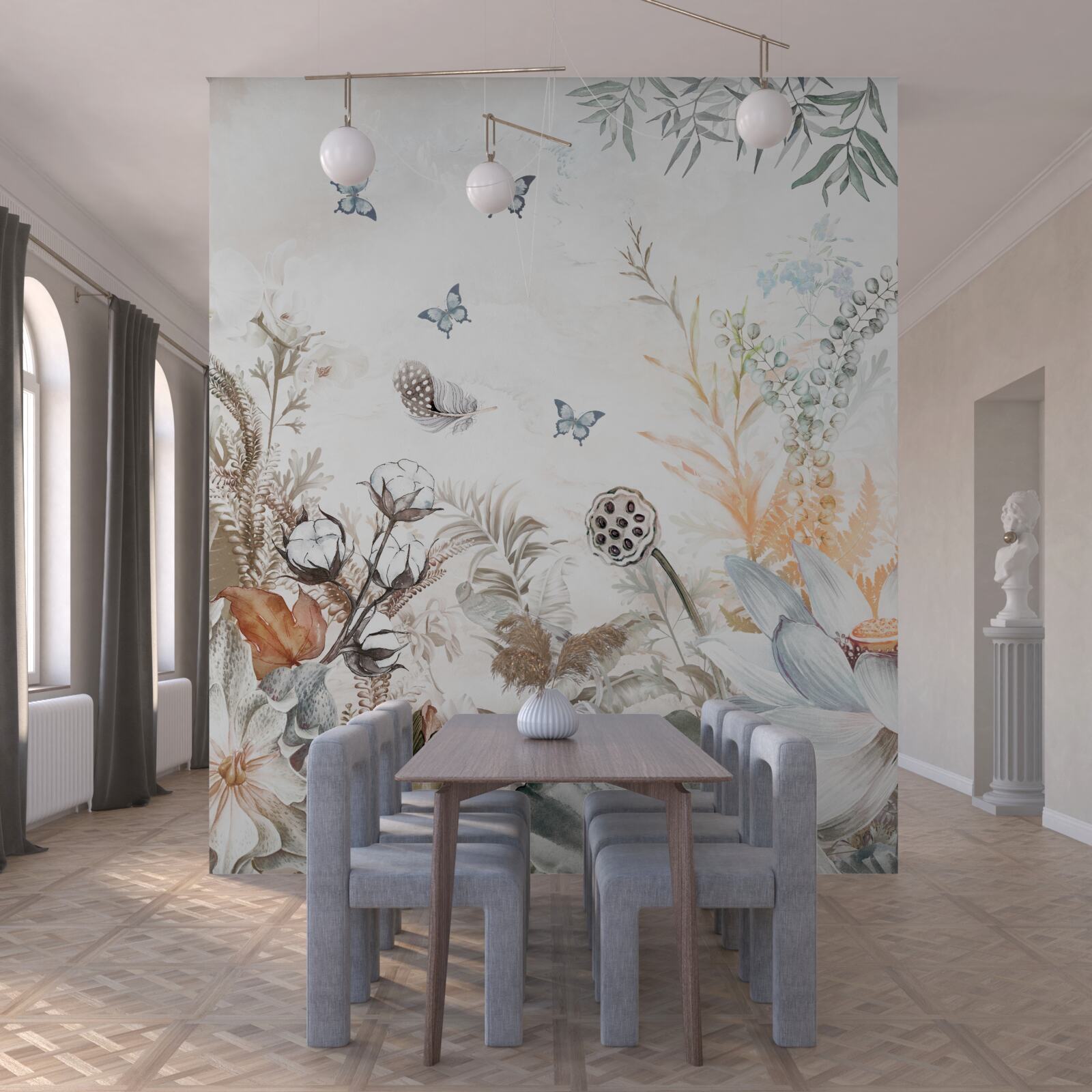 Фотошпалери метелики та тропічні ліси у цвітінні