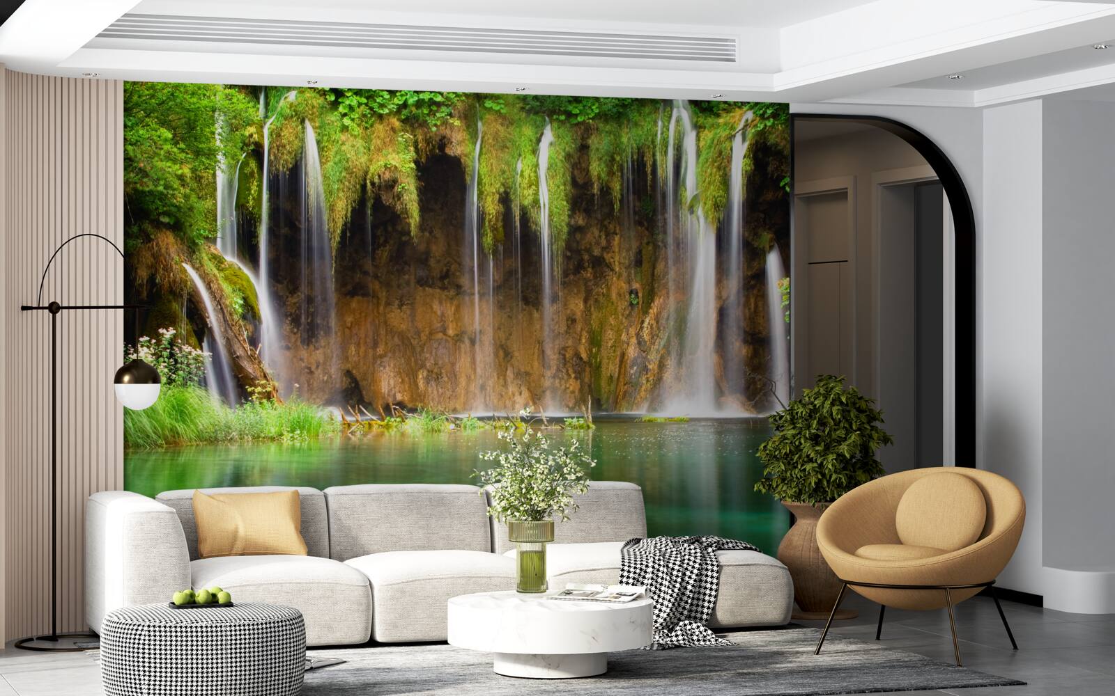 Фотошпалери прекрасний водоспад у горах