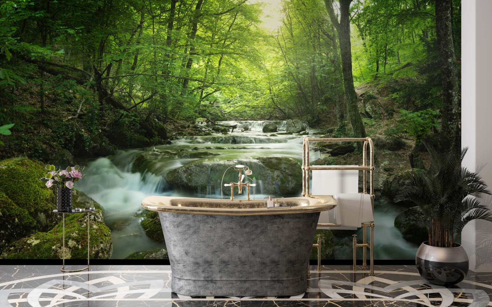 Фотошпалери спокійні води лісового водоспаду