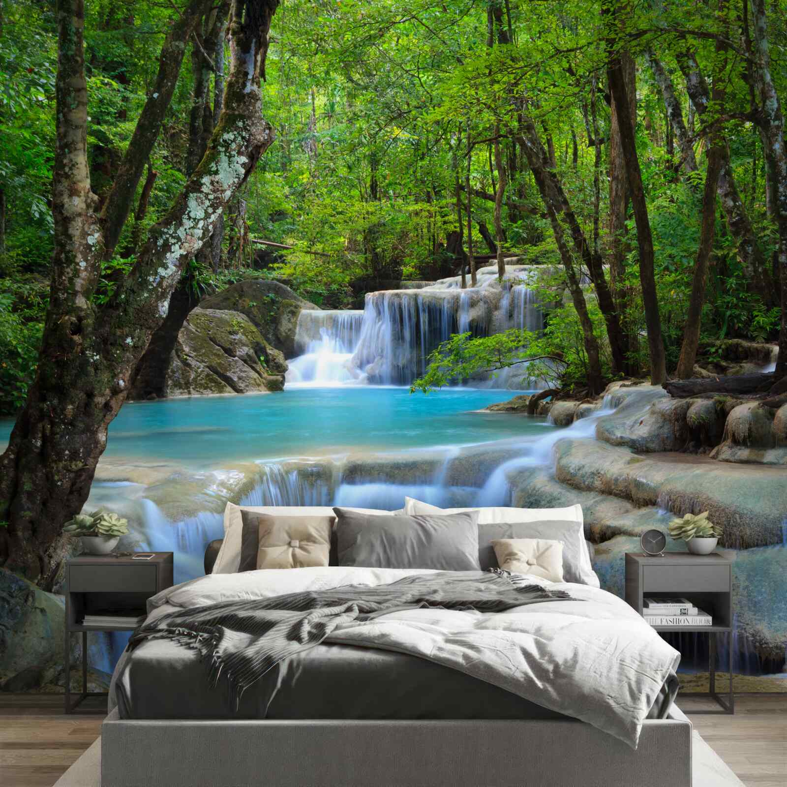 Фотошпалери води лісового водоспаду чисті та блакитні