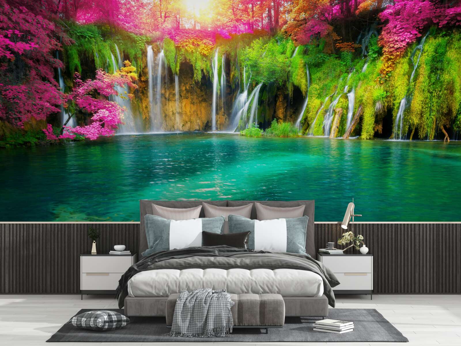 Фотошпалери водоспад має чисту воду і виглядає як райський куточок