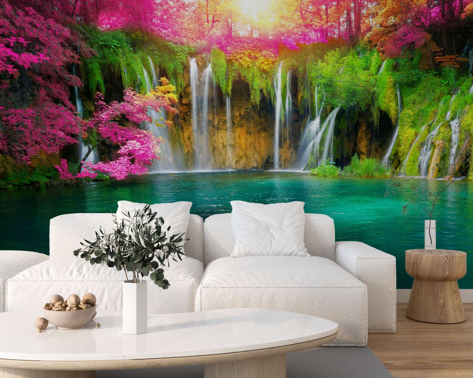 Фотошпалери водоспад має чисту воду і виглядає як райський куточок