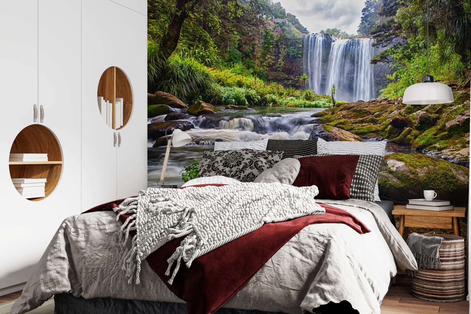 Фотошпалери гучний звук водоспаду, що падає з вершини гори