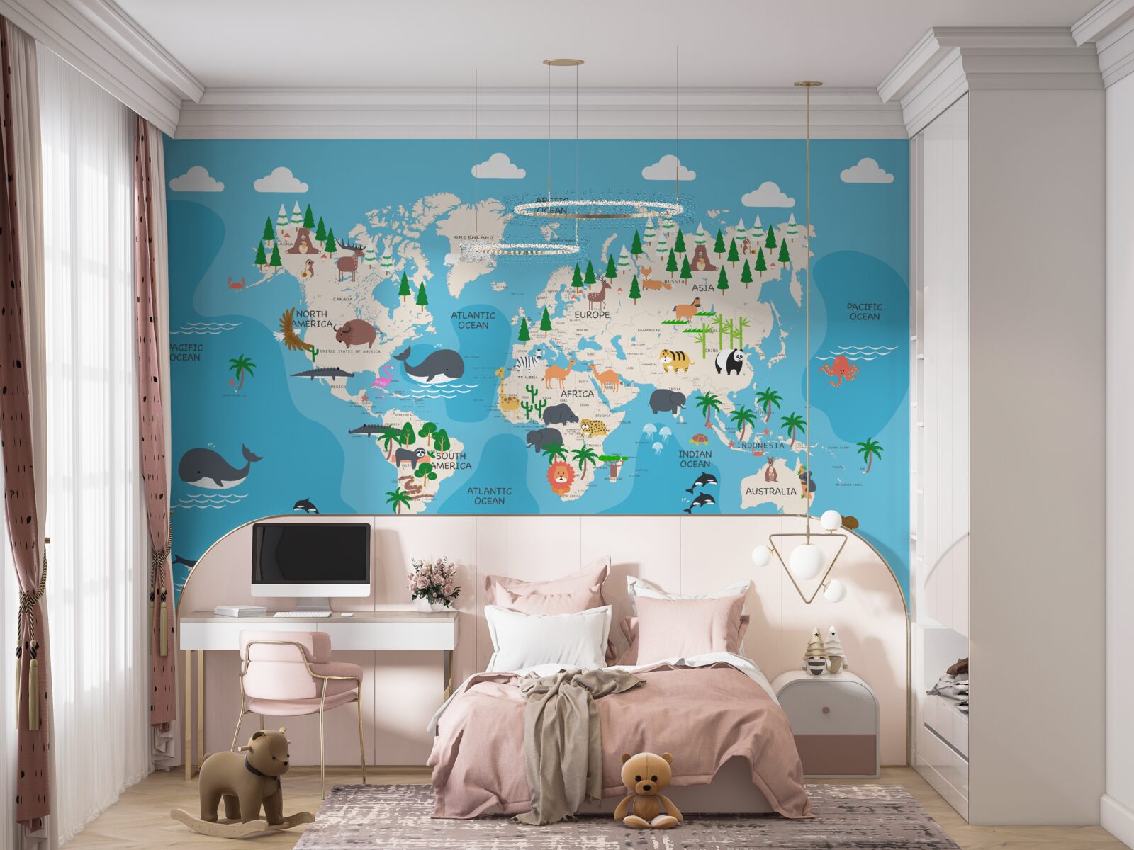 Фотошпалери зображення світу на блакитному тлі