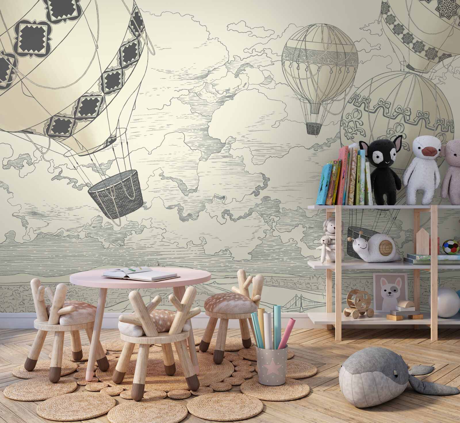 Фотошпалери повітряні кулі пливуть у небі