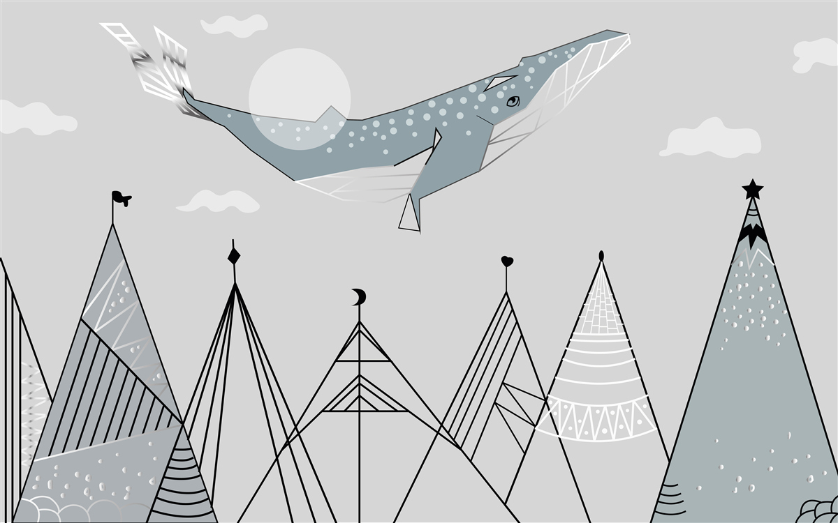 Фотошпалери кашалот ширяє над горами