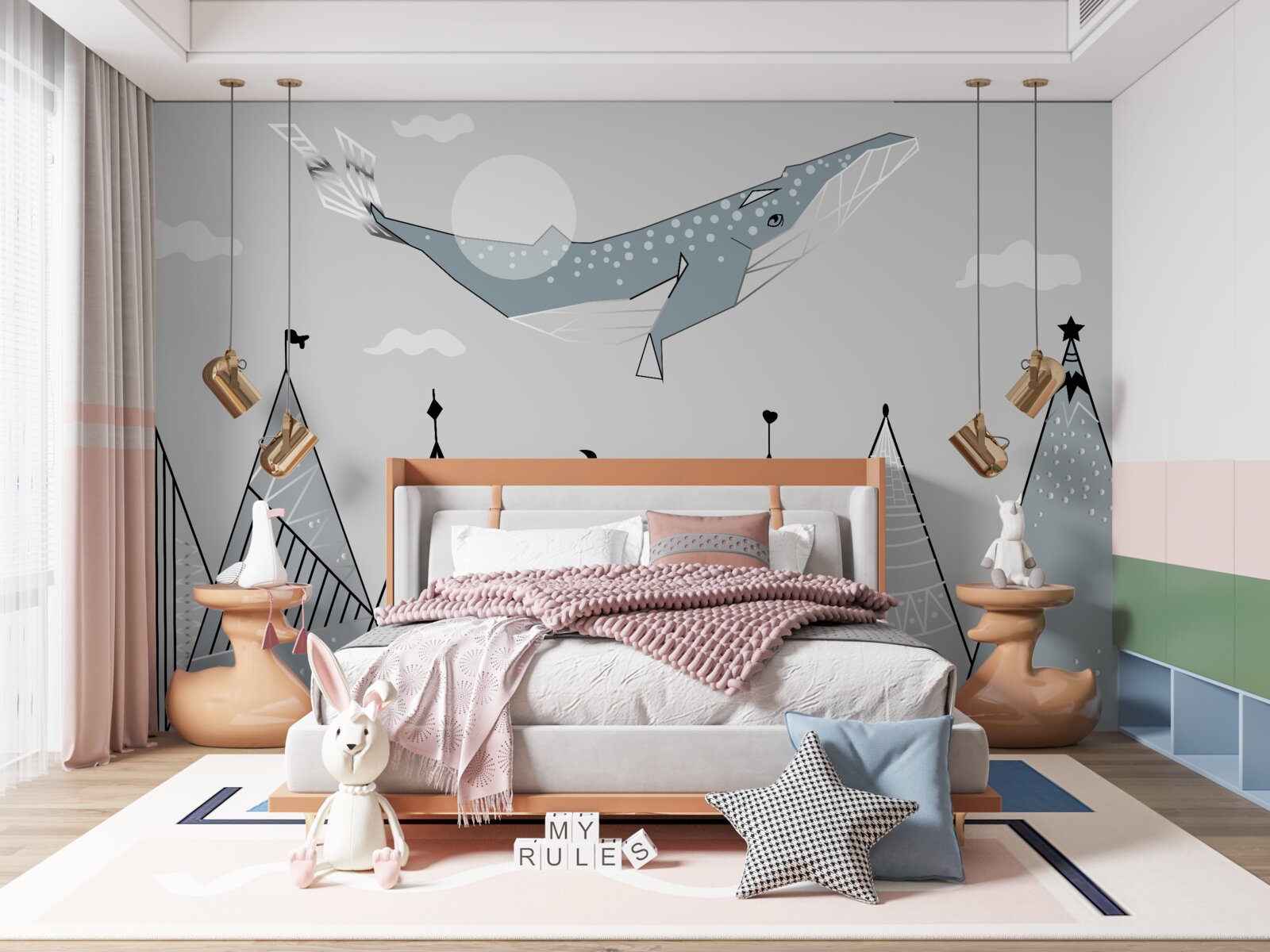 Фотошпалери кашалот ширяє над горами