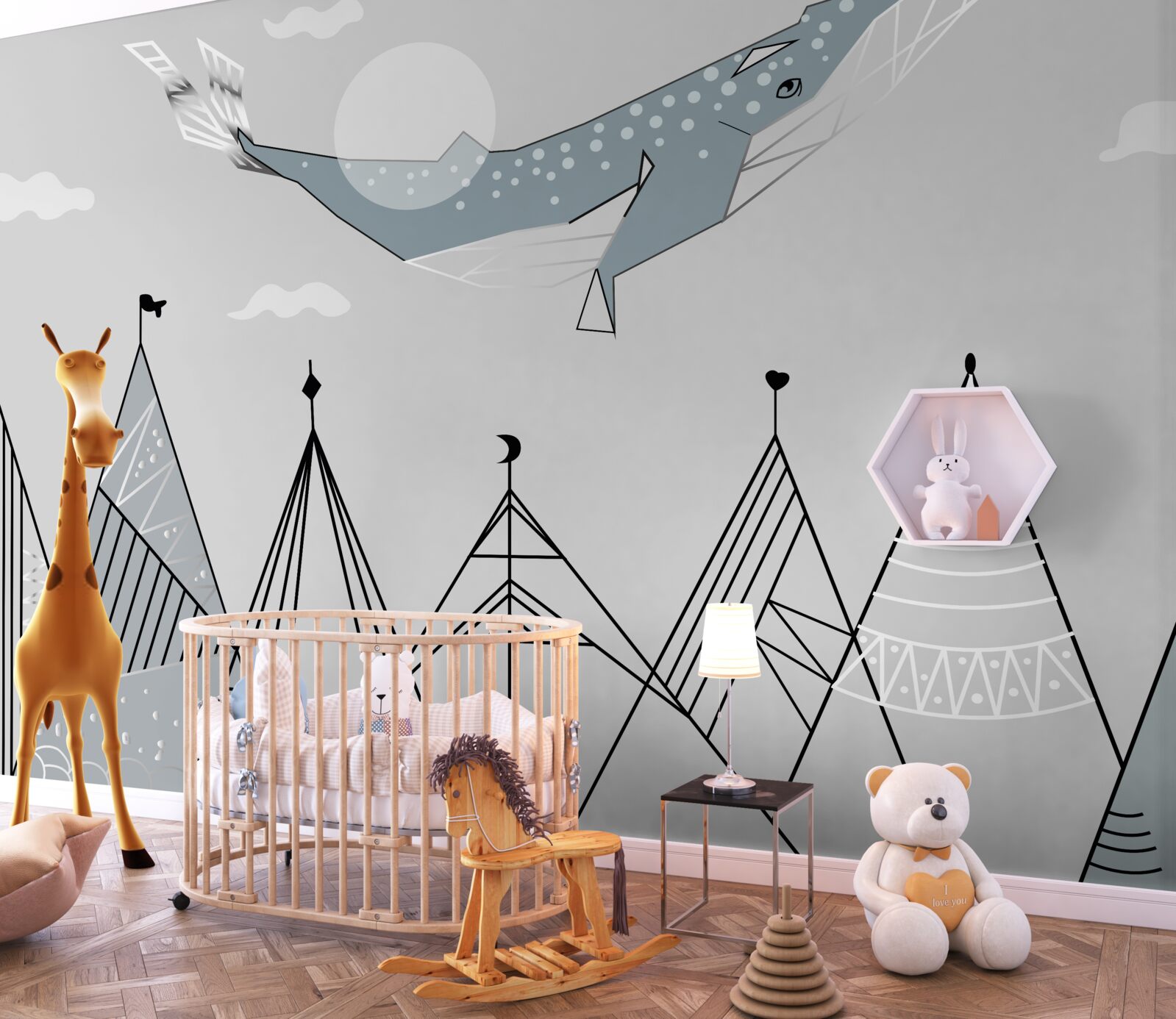 Фотошпалери кашалот ширяє над горами