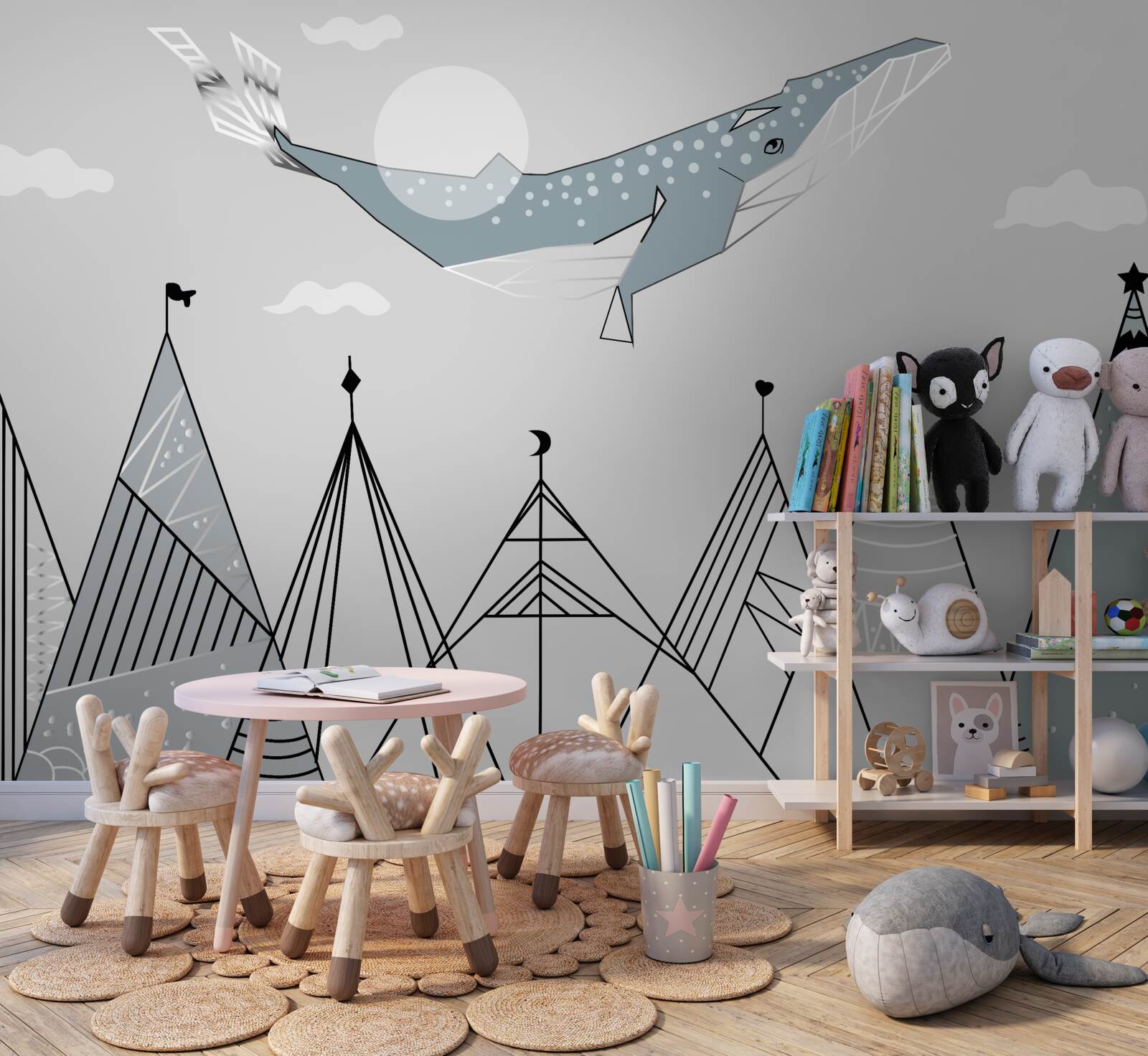 Фотошпалери кашалот ширяє над горами