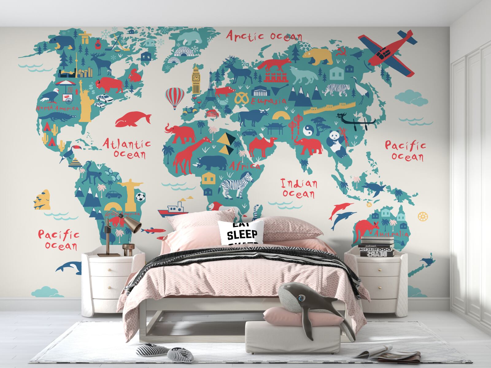 Фотошпалери карта світу в яскравих кольорах