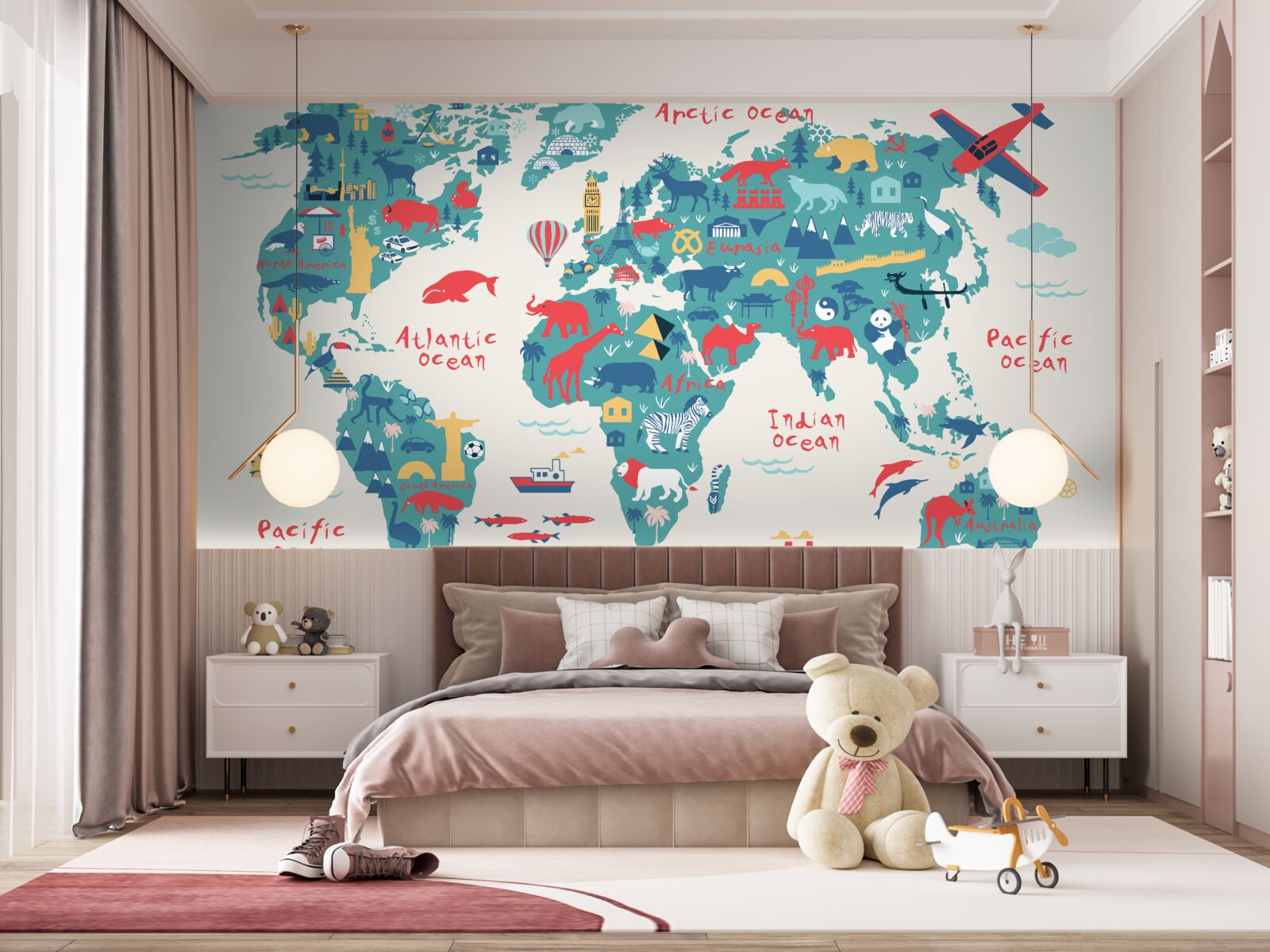 Фотошпалери карта світу в яскравих кольорах