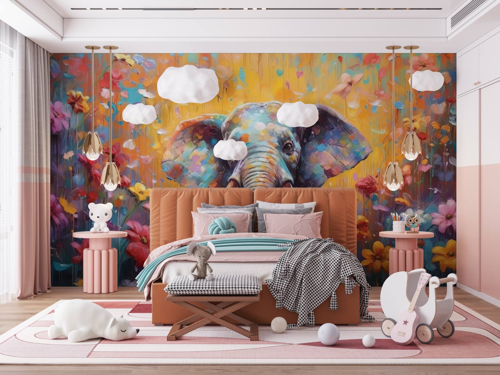 Фотошпалери різнокольоровий слон