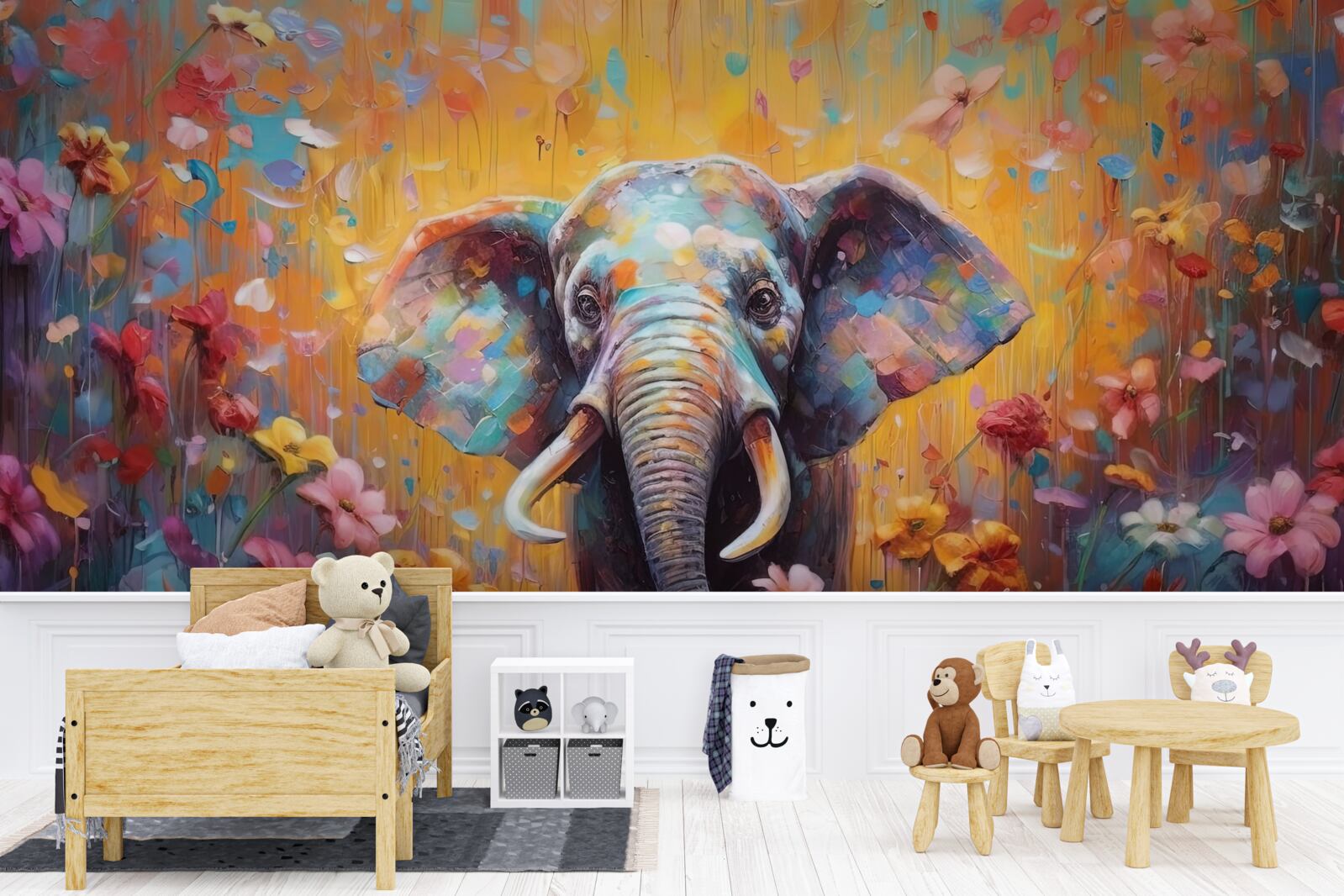 Фотошпалери різнокольоровий слон