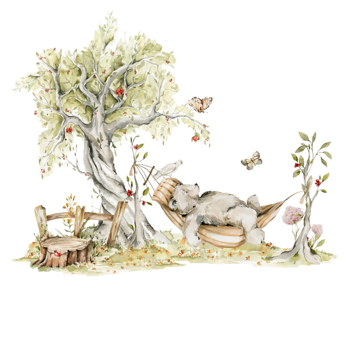 Фотошпалери ведмідь відпочиває на гамаку