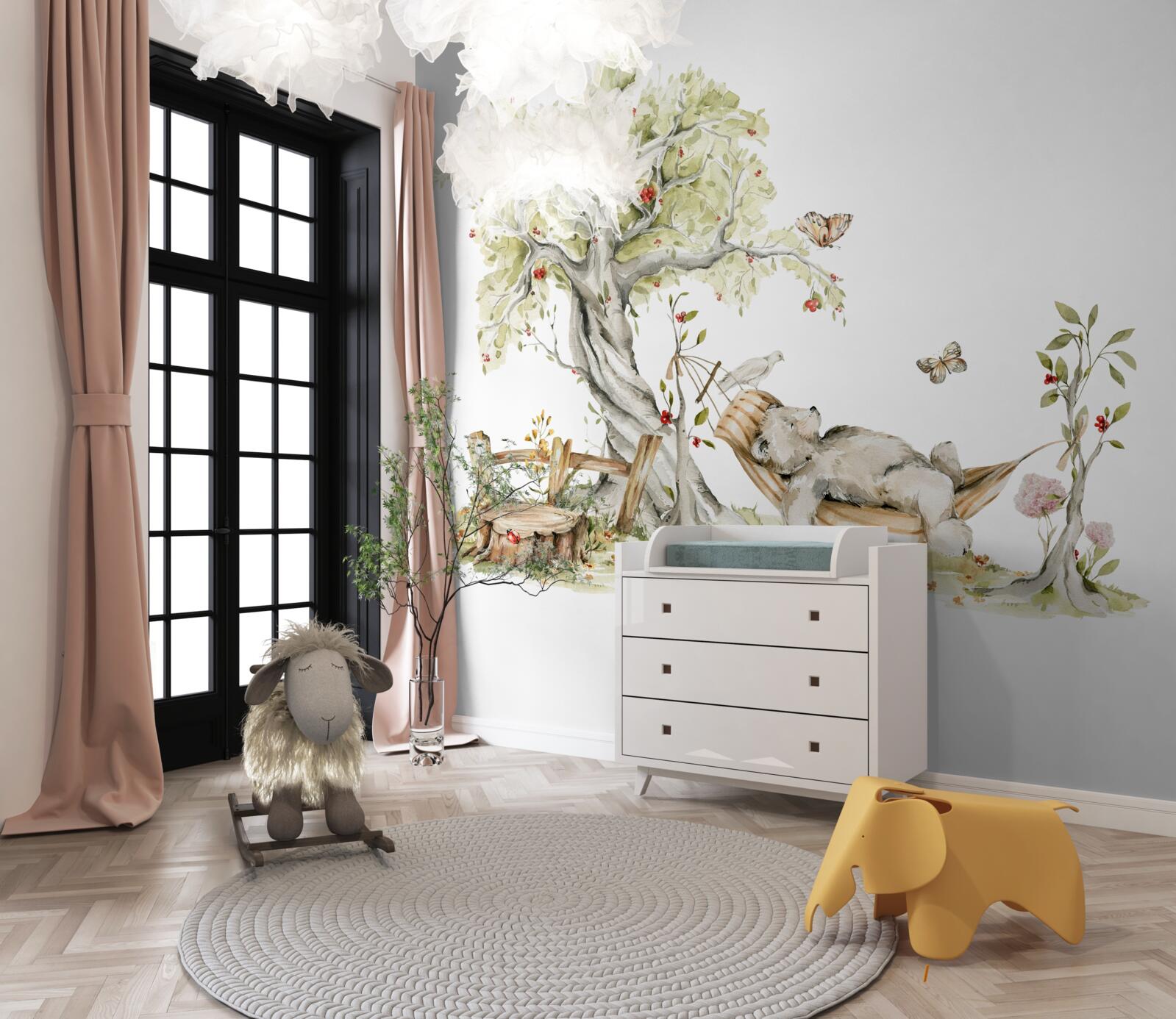 Фотошпалери ведмідь відпочиває на гамаку