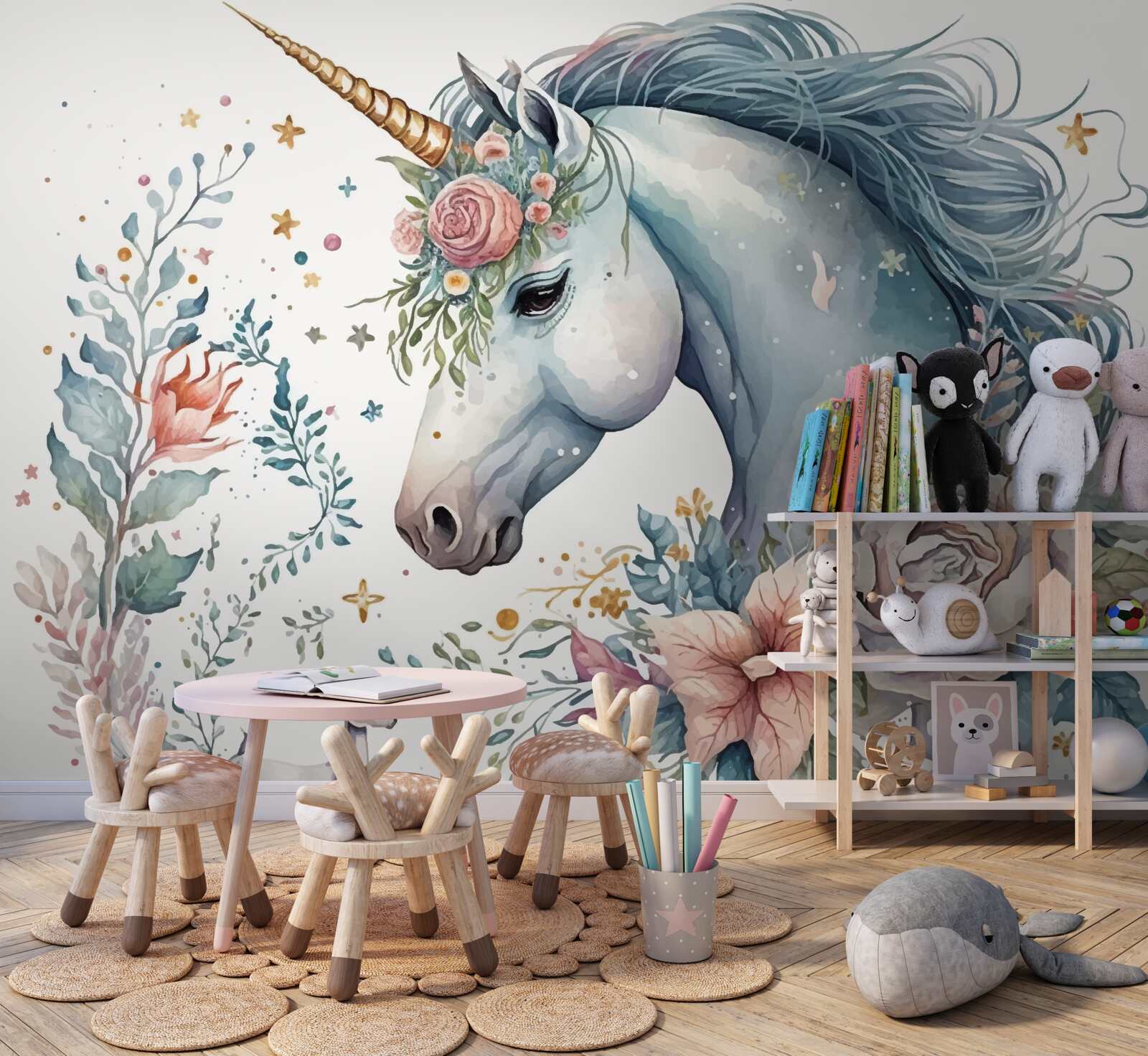 Фотошпалери квітковий єдиноріг