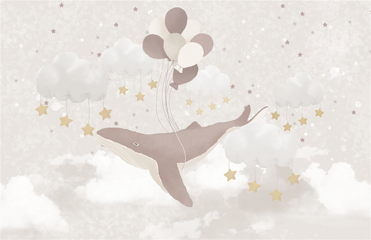 Фотошпалери кашалот плаває на повітряних кулях