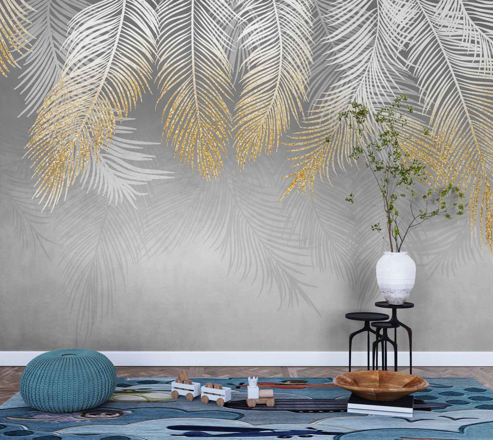 Фотошпалери папороть з білого золота