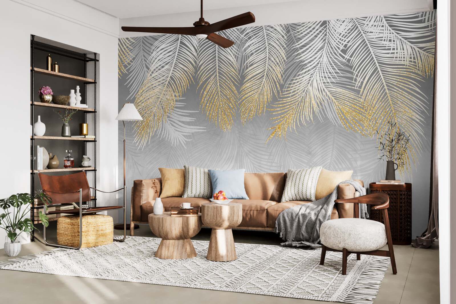 Фотошпалери папороть з білого золота