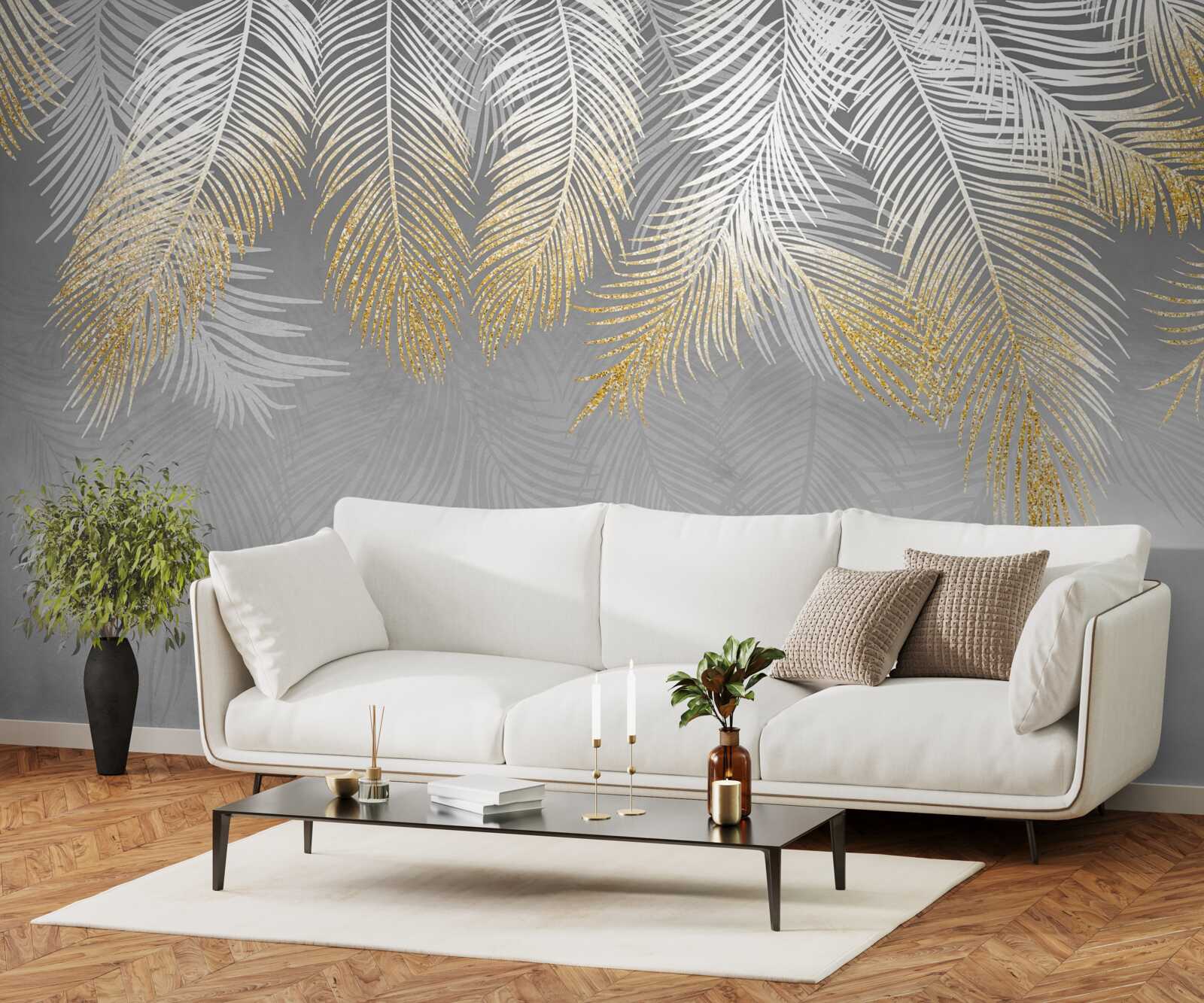 Фотошпалери папороть з білого золота