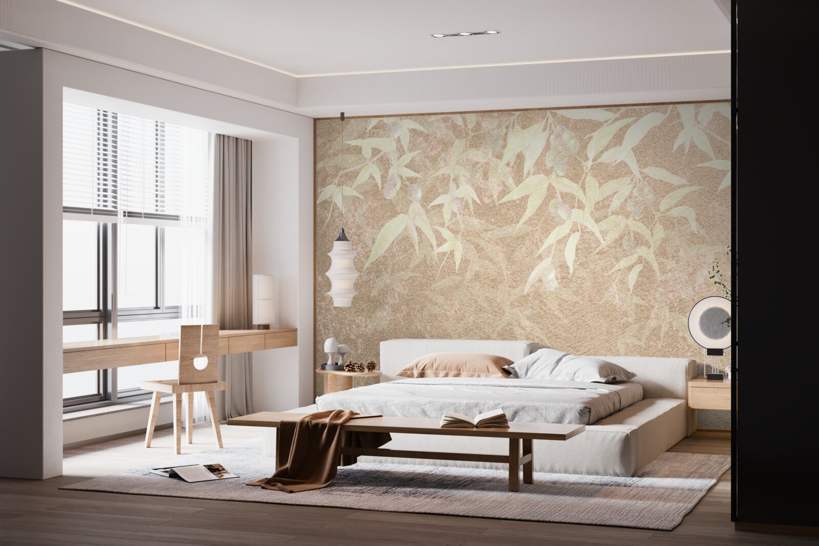 Фотошпалери коричневий фон, прикрашений листям