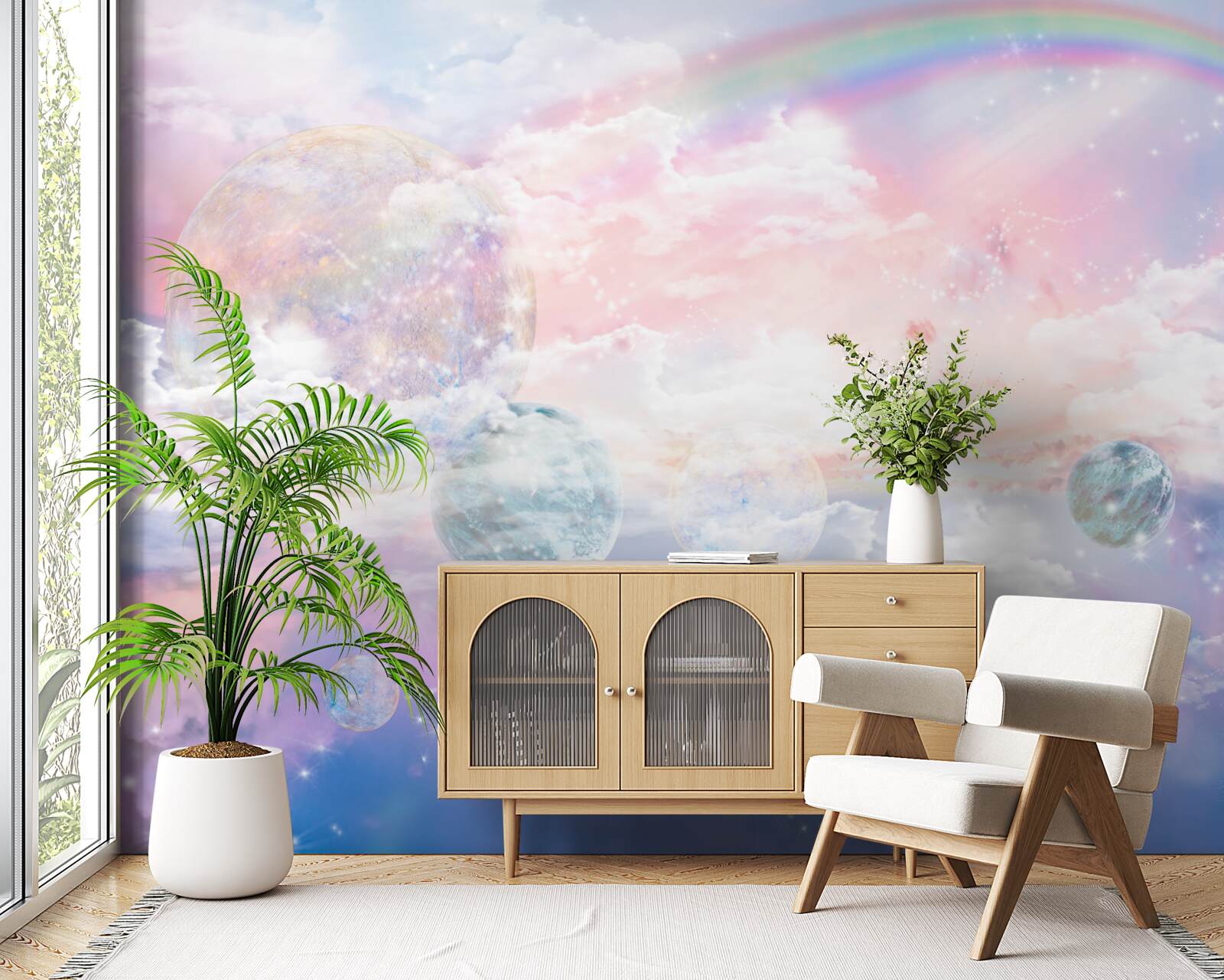 Фотошпалери небо, сповнене романтики та веселки