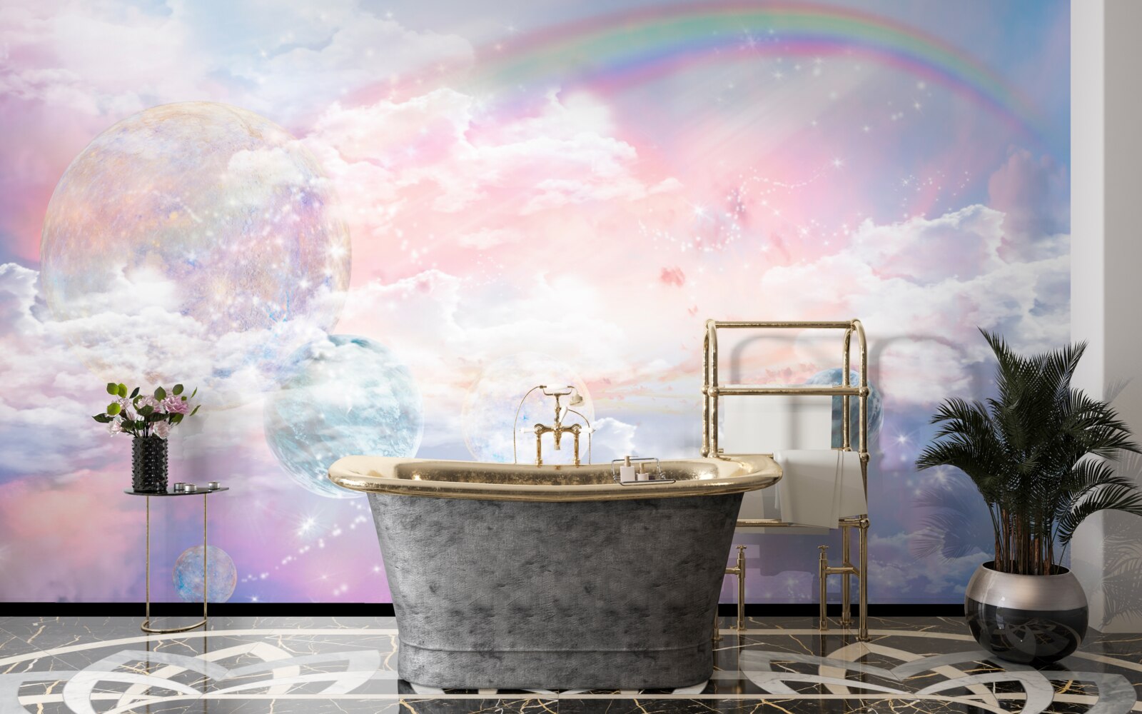 Фотошпалери небо, сповнене романтики та веселки