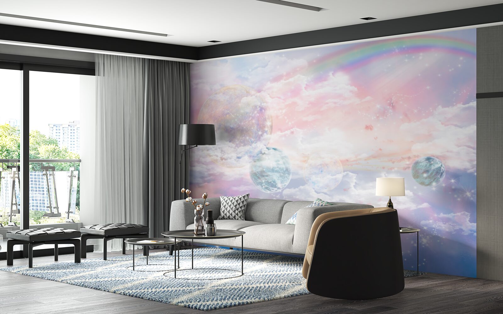 Фотошпалери небо, сповнене романтики та веселки