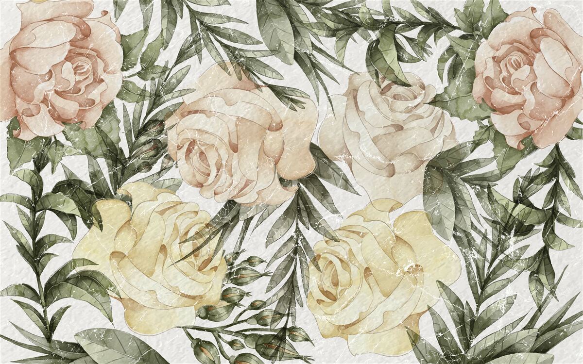 Фотошпалери яскраві кольорові троянди