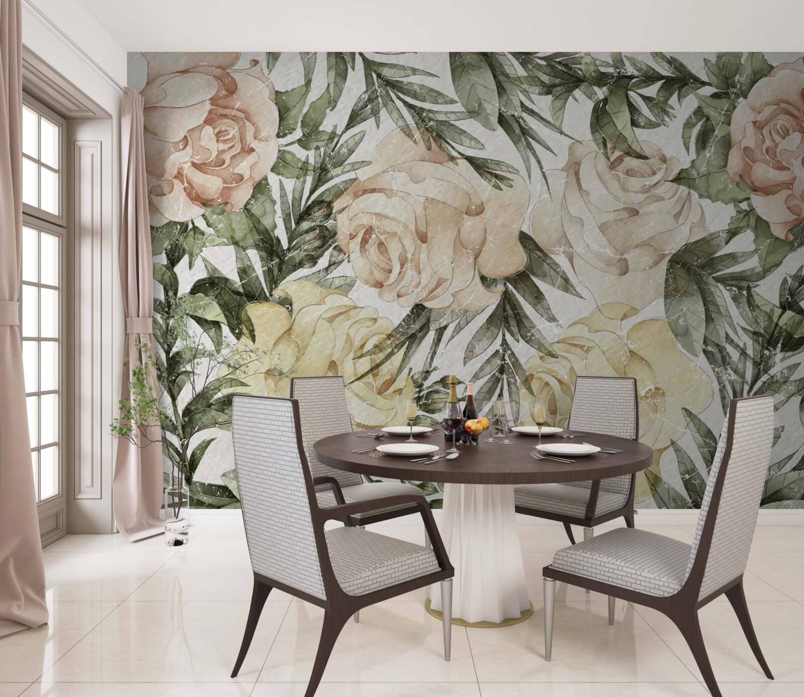 Фотошпалери яскраві кольорові троянди