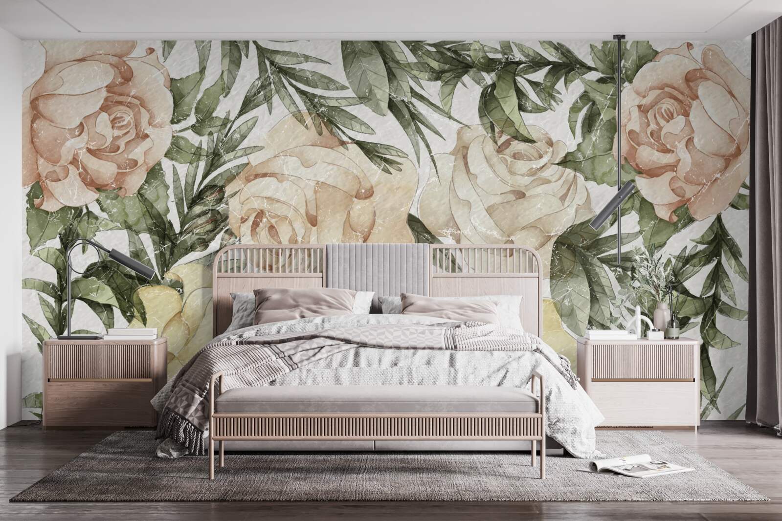 Фотошпалери яскраві кольорові троянди