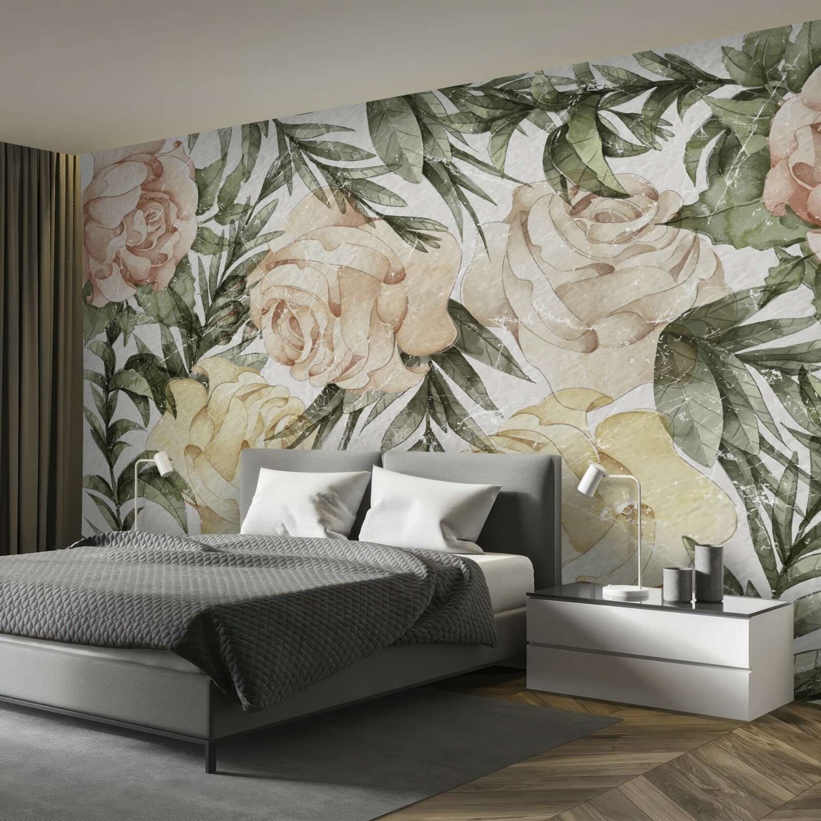 Фотошпалери яскраві кольорові троянди