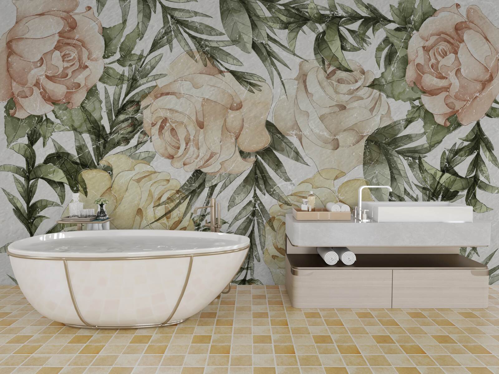 Фотошпалери яскраві кольорові троянди