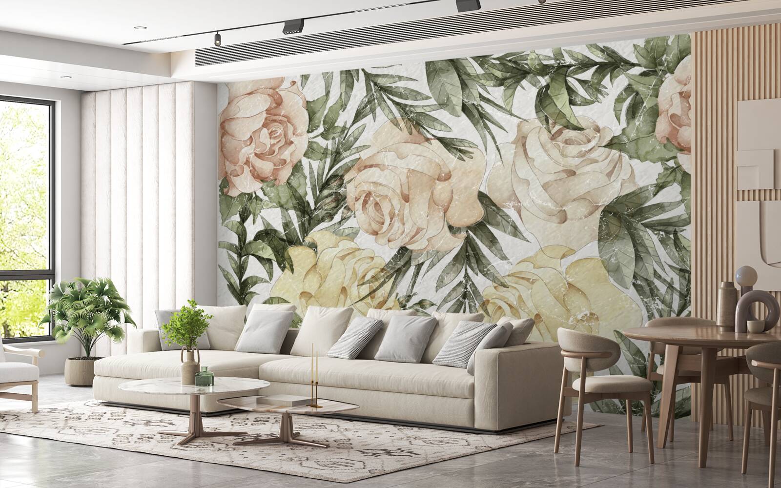 Фотошпалери яскраві кольорові троянди