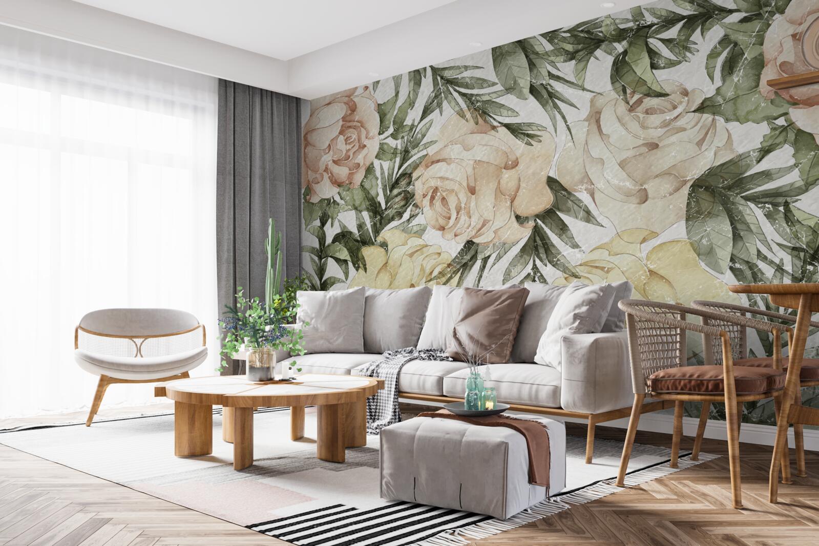 Фотошпалери яскраві кольорові троянди