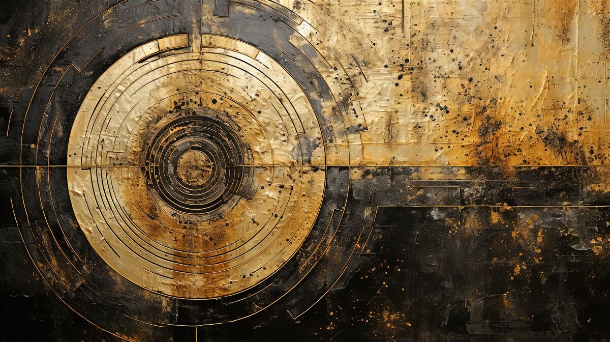 Фотошпалери золоті акценти на чорному тлі